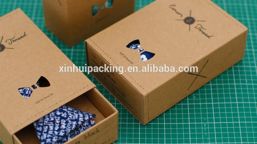 Wholesales Printing Bow Tie Packaging Box Brown Kraft Storage Box