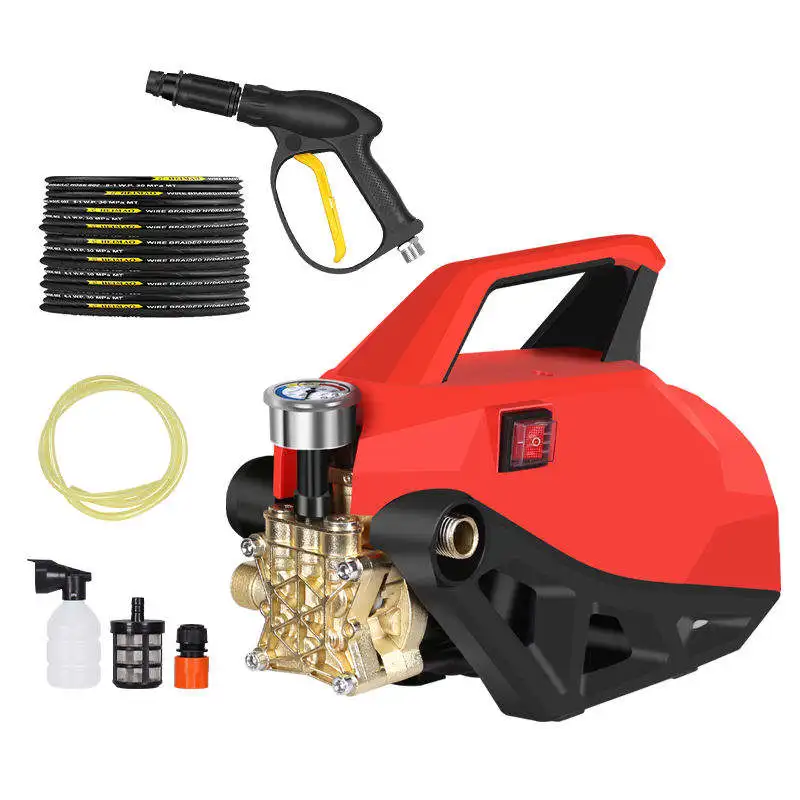 Max Flow Rate Hose Reel Rack Aluminum Handle Pressure High Pressure Steam Cleaner 220v Car Washer With Washing Sprayer Foam Gun