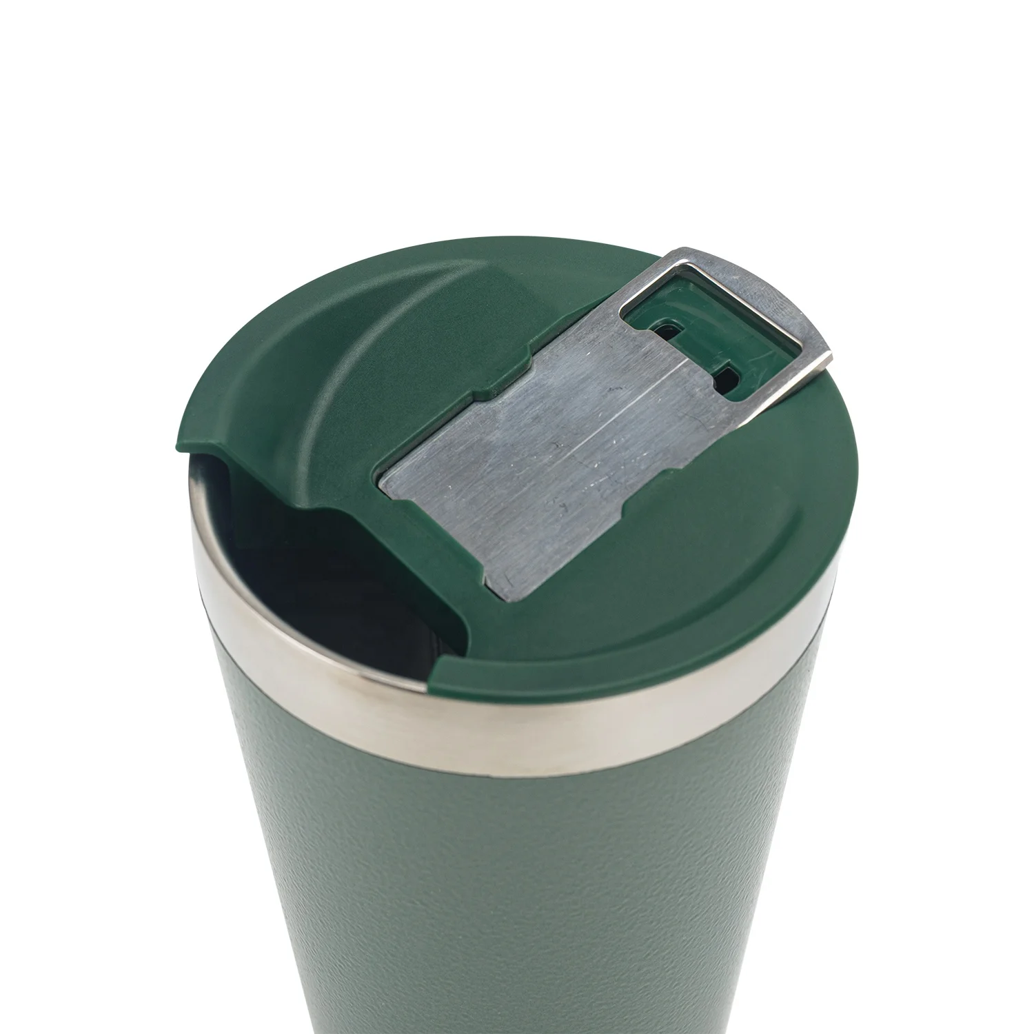 Red Reusable Custom Logo 16Oz Vaccum Thermal Glass Beer Cup With Opener And Lid