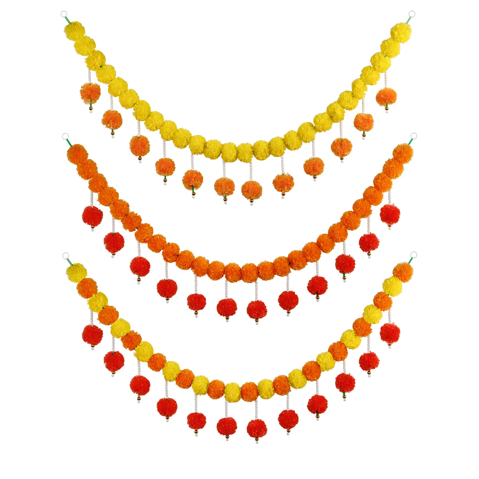 Nicro Handmade Hanging Festival Holiday Door Wall Ornament DIY Indian Wedding Marigold Flowers Artificial Diwali Decoration