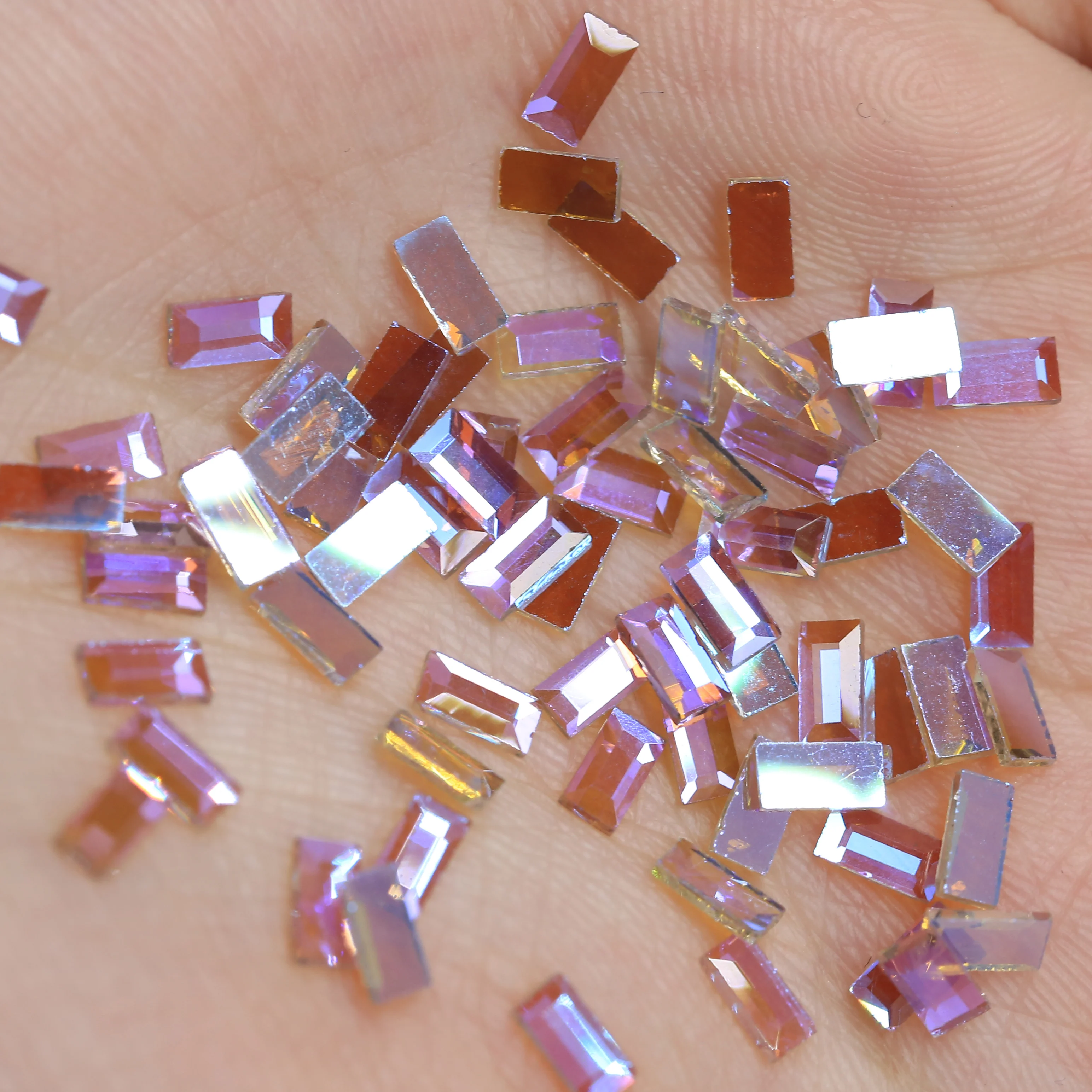 WHATSTONE Customized Color 2.5*5mm,4*6mm Flat Back Rectangle Shape Glass Crystal AB Rhinestone For Nail Art Stone Design