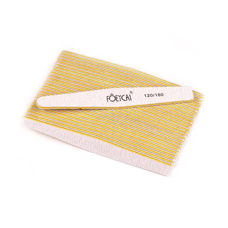 Custom label printing zebra gray good quality durable straight nail file buffer professional sandpaper 100 180 grit