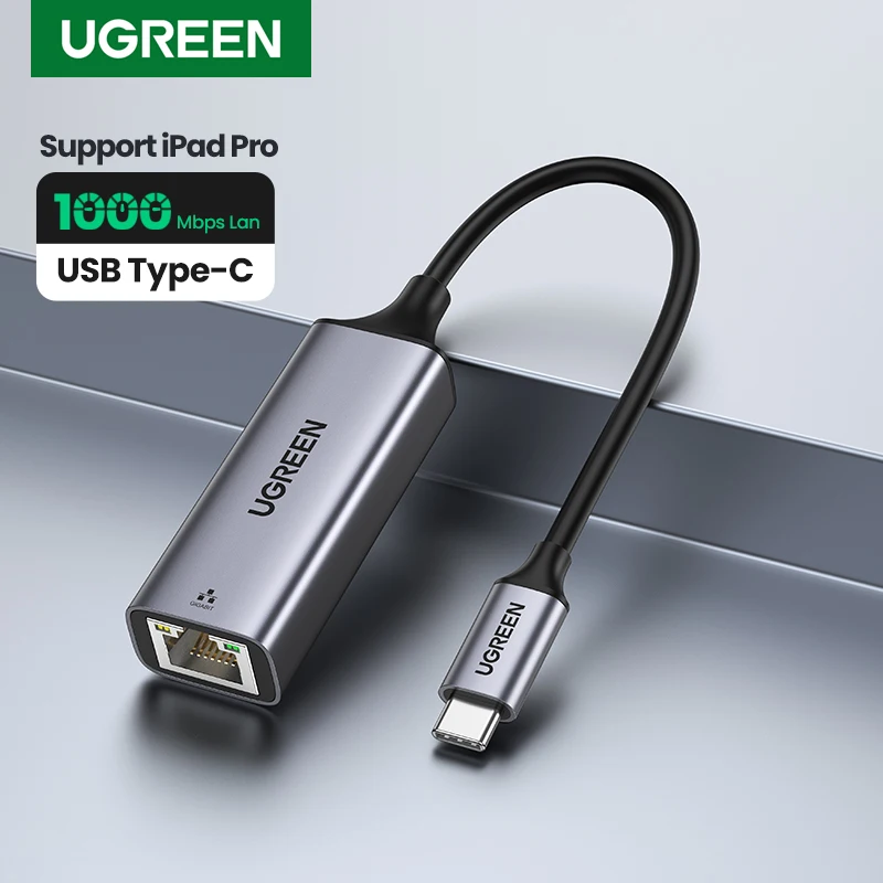  Адаптер Ugreen USB 3 0 Type-C RJ45 Ethernet Lan для Macbook Pro Samsung Galaxy Book хромированный Ноутбук Note Matebook Huawei