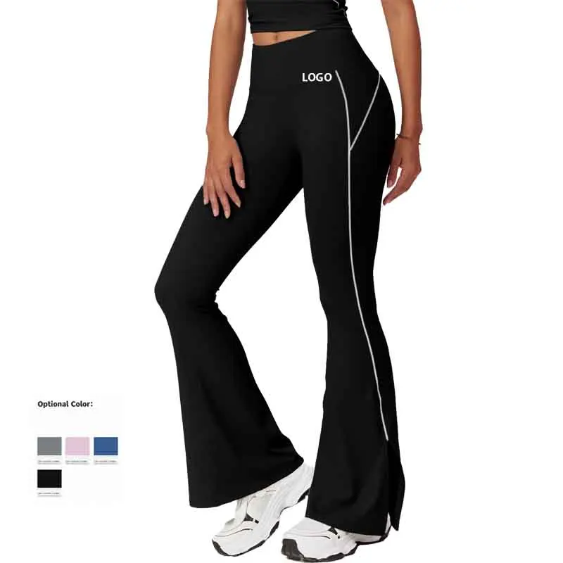 2024 Summer new high-waisted body-hugging nude hip lift lulu yoga flare pants female dance fitness outdoor split pants