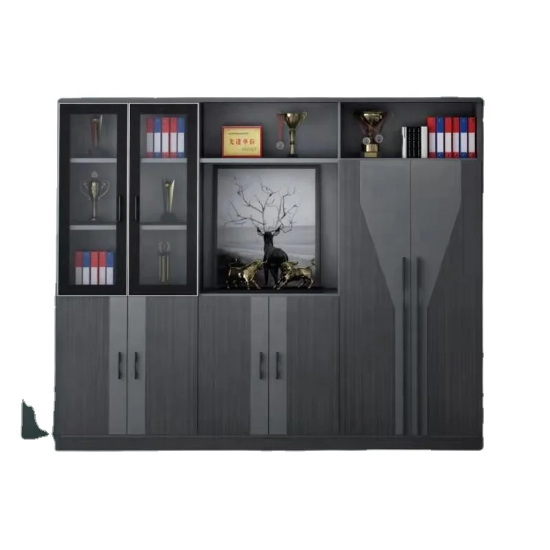 New design office furniture wooden filing cabinet MDF 6 doors office bookshelf