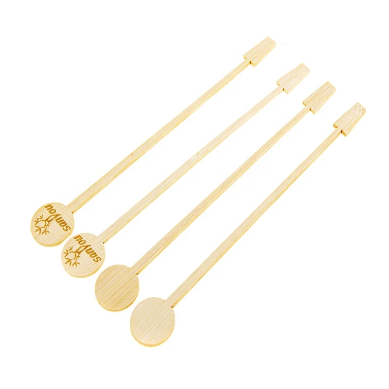 Professional Custom Style Round Head custom drink stirrers Bamboo cocktail stirrer swizzle stick cocktail stirrer custom
