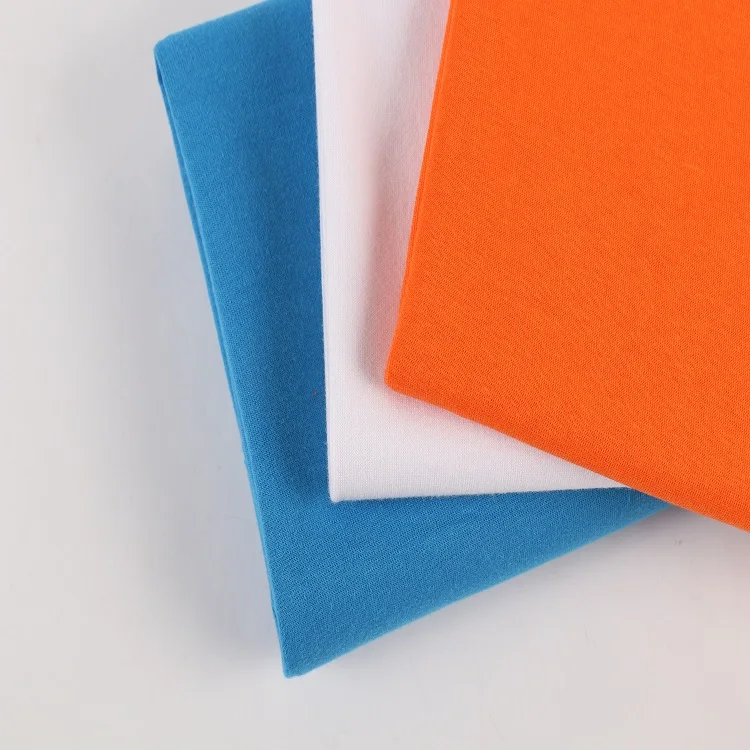 Knitting solid color CVC  80% cotton 20%polyester interlock fabric for sportswear
