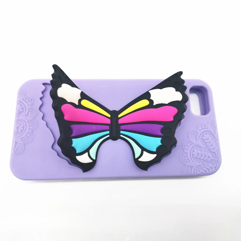 Silicone 3d phone case custom phone case with butterfly stand for sale
