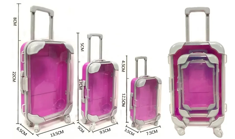 Popular Mini Suitcase Packaging Box Real Mink Eyelash Box Packaging Lash Candy Plastic Packaging 3 in 1 Mini Suitcase Gift Box