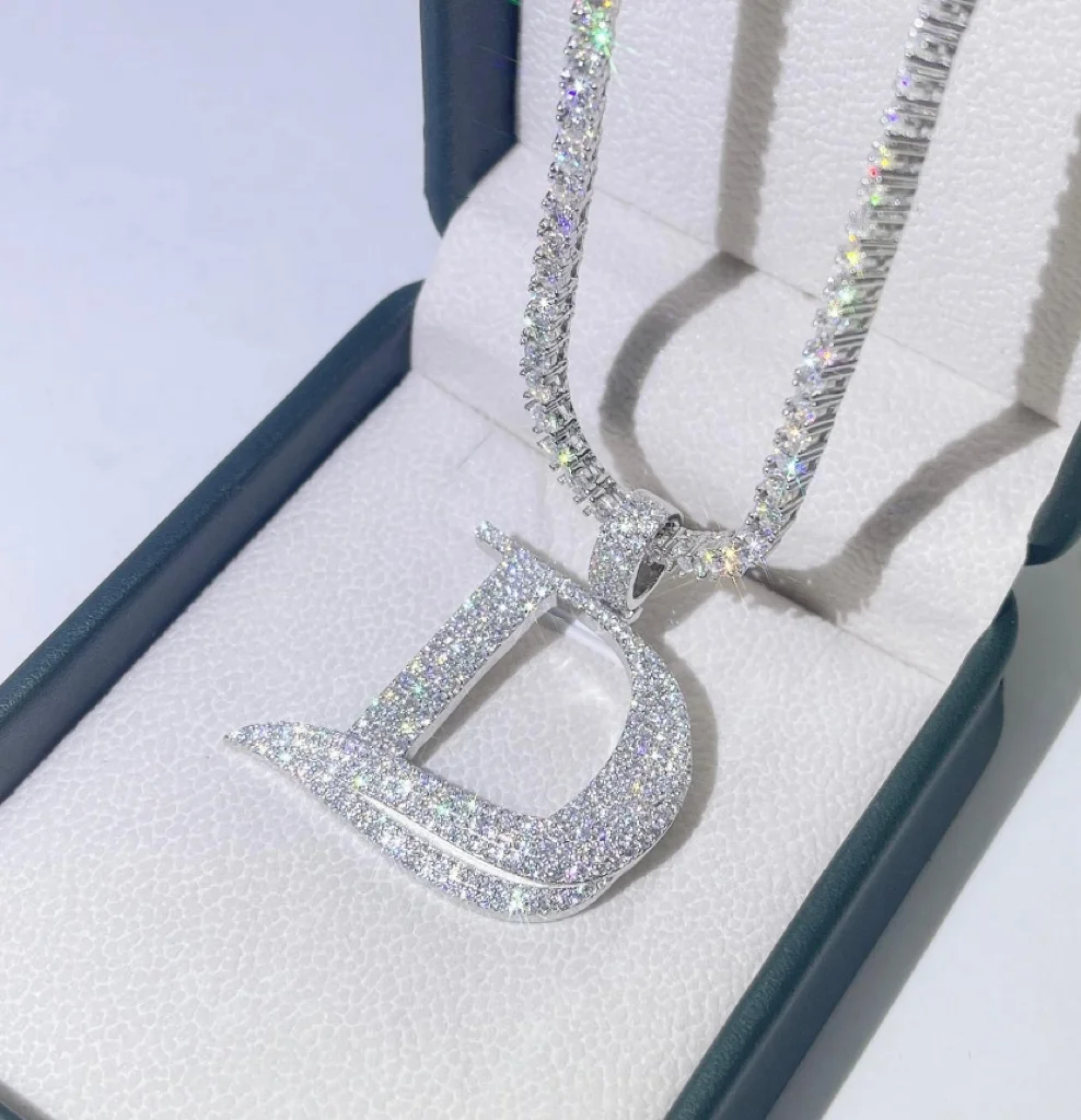 Luxury Custom Necklace Letter Name Pendant Sterling Silver 925 Vvs Moissanite Hip Hop Jewelry Iced Out Diamond Pendant