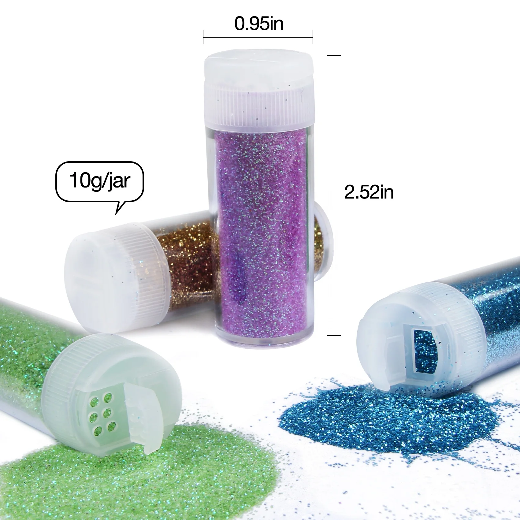 PET Glitter Powder For Nail Polish Craft Christmas Decoration DMC Series  High Flash Glitter 8g in Jar 12 Colors in a Set