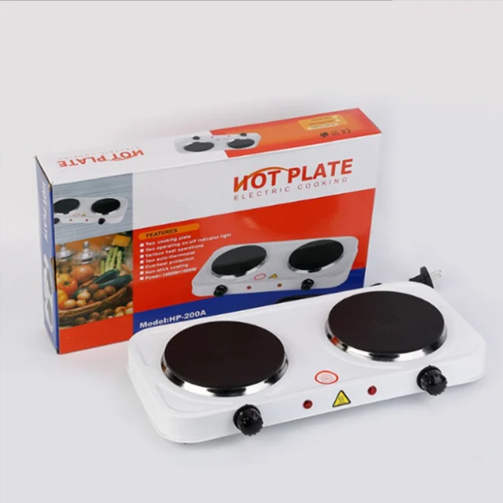 White Cooking Kitchen Equipment 2 Double Burner Electric Stove For Home