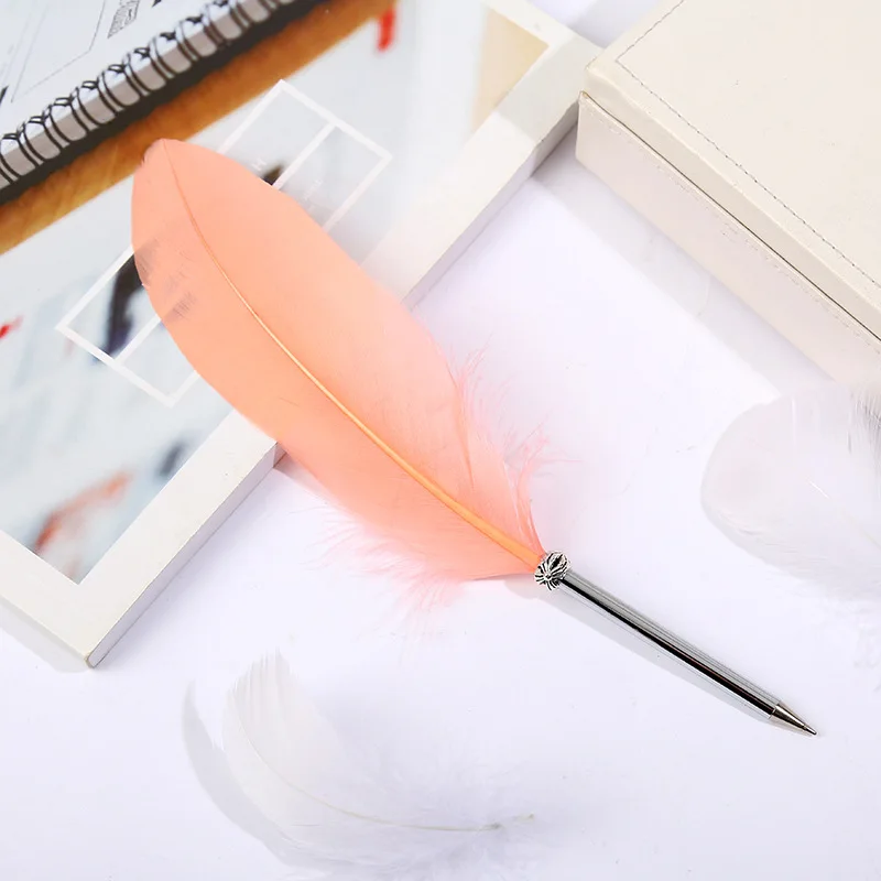 Elegant Goose Quill Deluxe Standard Ballpoint Pen BLACK Feather Stationery Signature pen