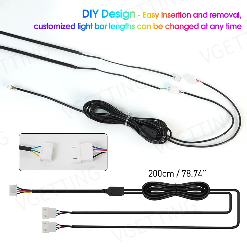 App Control 1in1 2in1 Auto RGB Decor Lamp Flexible Acrylic Fiber Optic Interior Symphony Car LED Neon Ambient Light Strip Kit