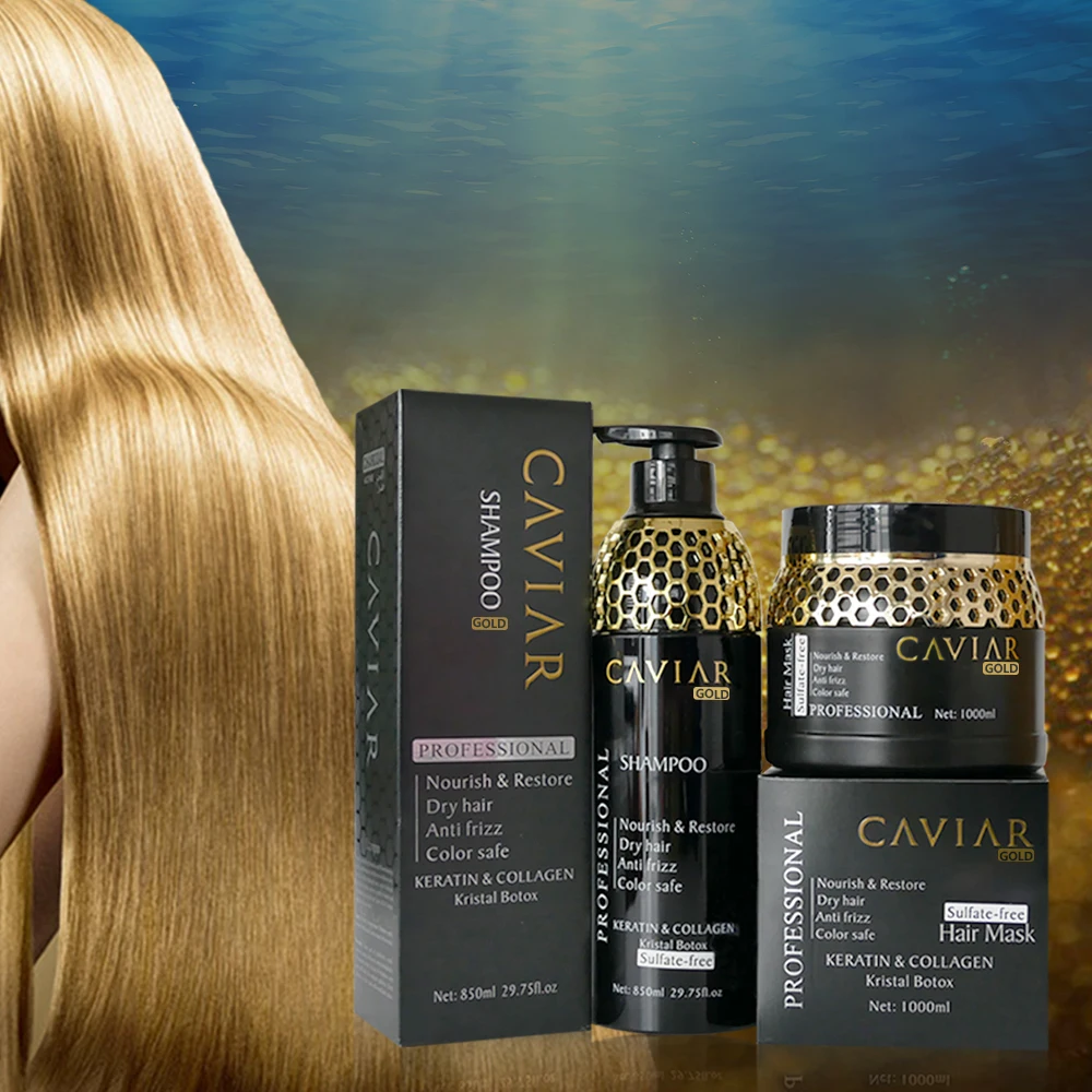 Deep Nourish Black Caviar  Hair Mask  Anti Hair Loss Hair Shampoo Conditioner Set Sulfate-free 1L