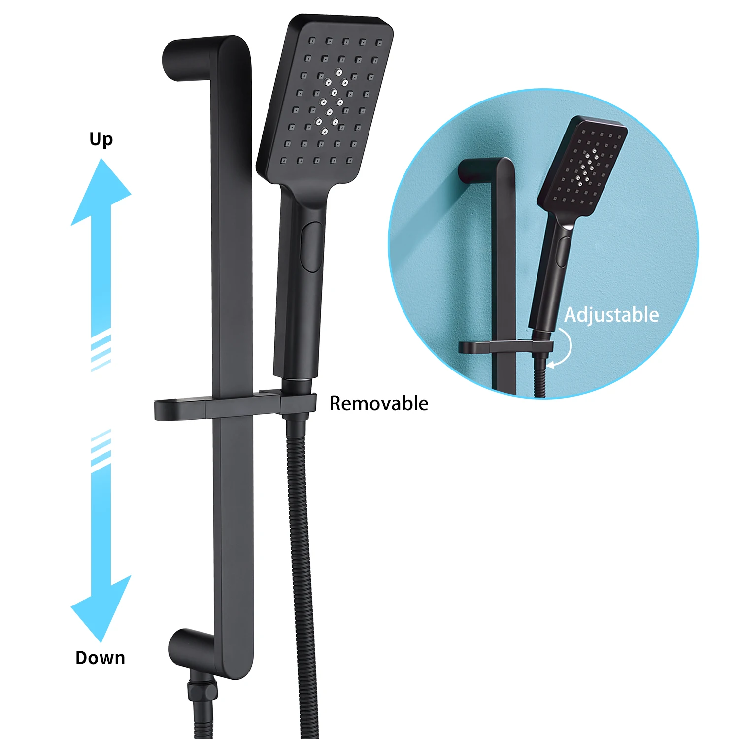 Pressure balance valve concealed stainless steel bathroom shower set with lifting rod