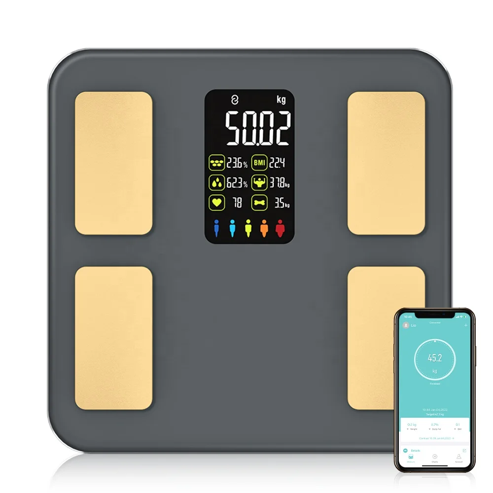 Glass Digit bathroom weight Fitdays BMI app Composition Electron Weighing household Smart bodi Scale