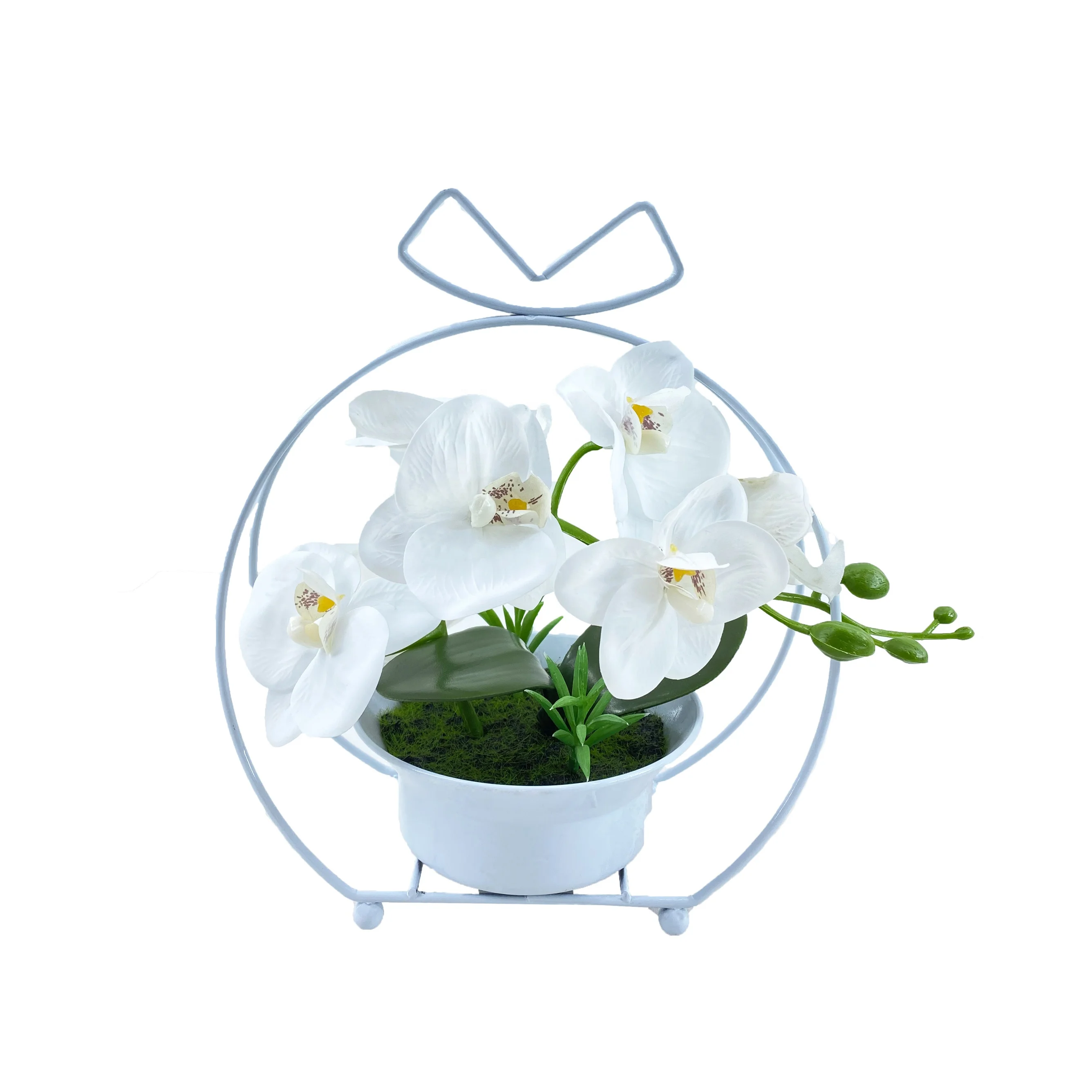 Resin Orchid Bonsai Artificial Phalaenopsis Flower Bonsai Flowers Potted  Iron ring phalaenopsis