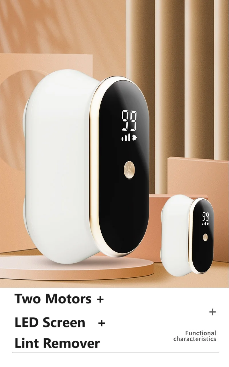 Fabric Shaver Electric Portable Lint Remover Clothes Dual-6-Leaf Blades LED Screen Power Wireless Dual Head Sweater Fuzz Remover