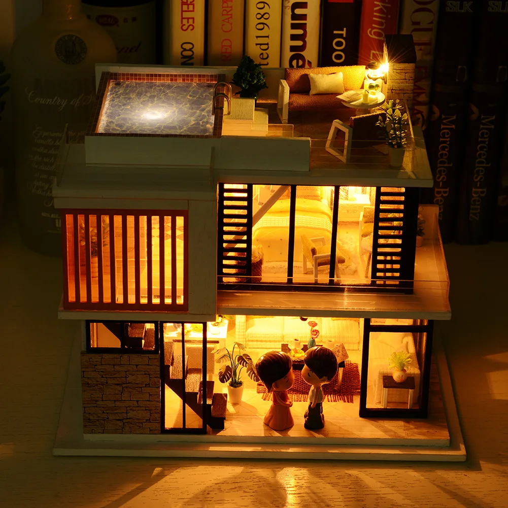 3D DIY Assembly Wooden Handmade Assembled Mini Building Blocks Gifts Toy Birthday House Wholesale Doll Houses
