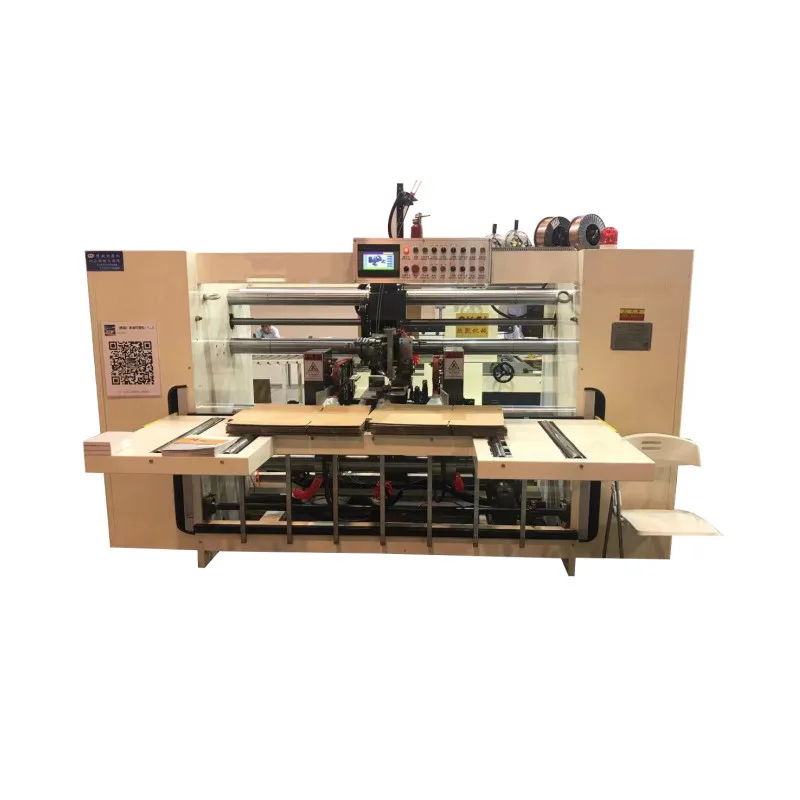Factory Wire Carton Box Two Piece Semi Automatic Auto Manual Double Servo Corrugated Cardboard Stitching Machine