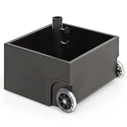 2-in-1 Patio Umbrella Base, Fillable Umbrella Stand with 2 Universal Wheels, Garden Flower Box with Drainage Hole