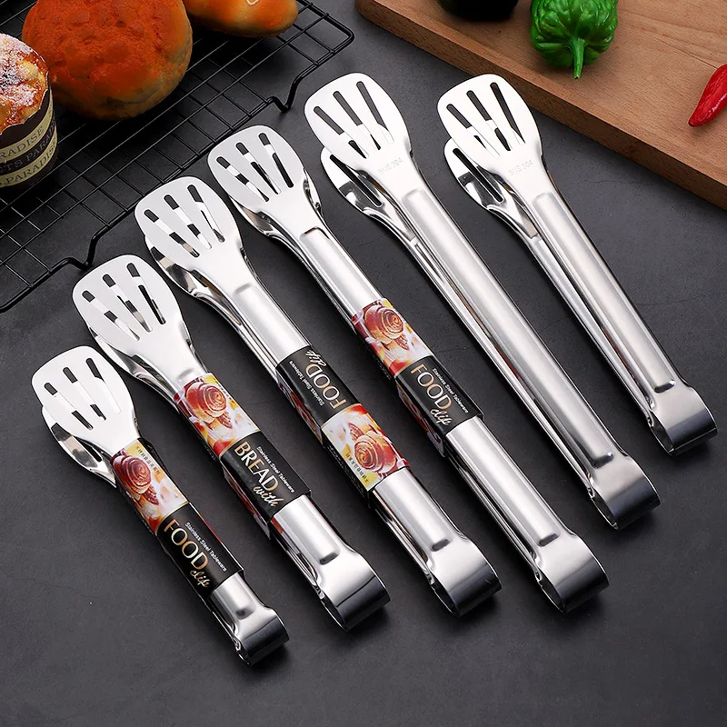 304 stainless steel food clip steak spatula fish spatula thickened food clip three line clip baking utensils