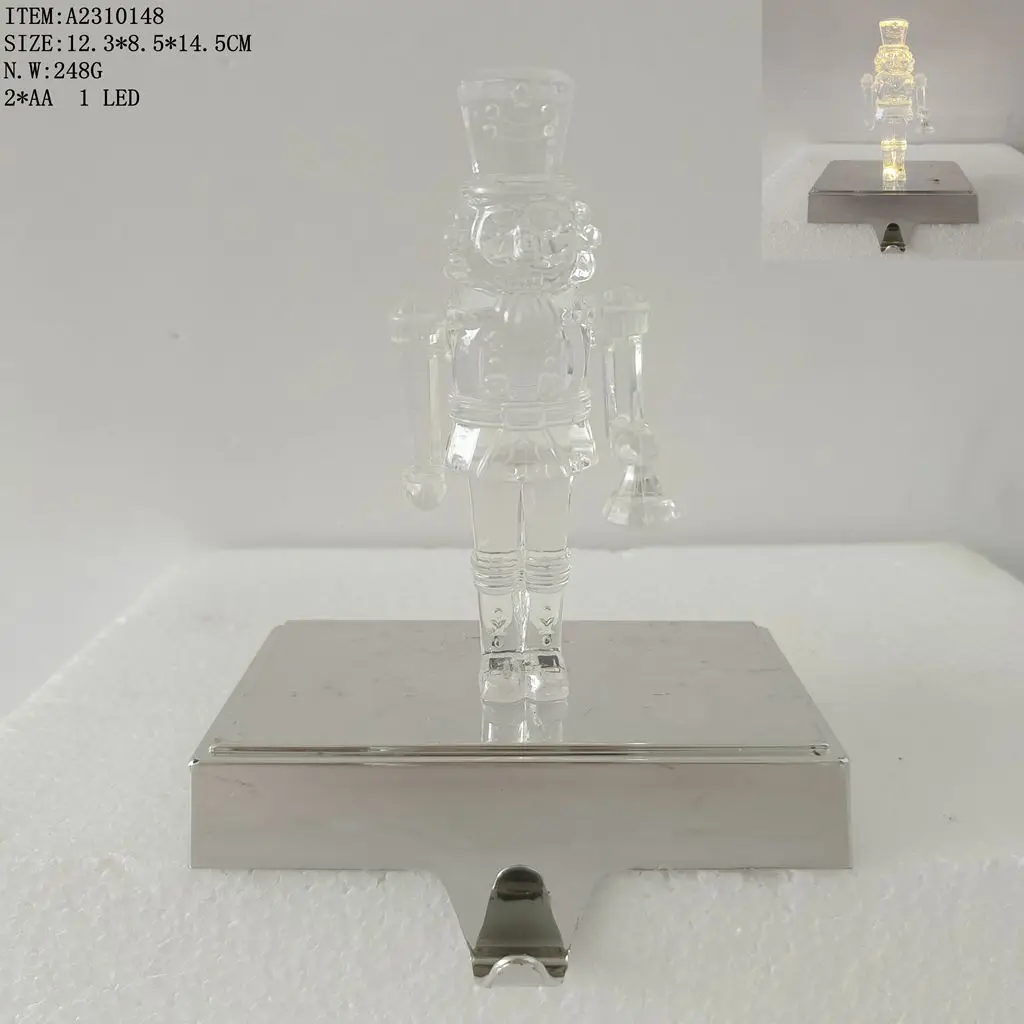 2024 NEW Clear Acrylic Stocking Hanger Christmas gifts  for Home Fireplace Hooks