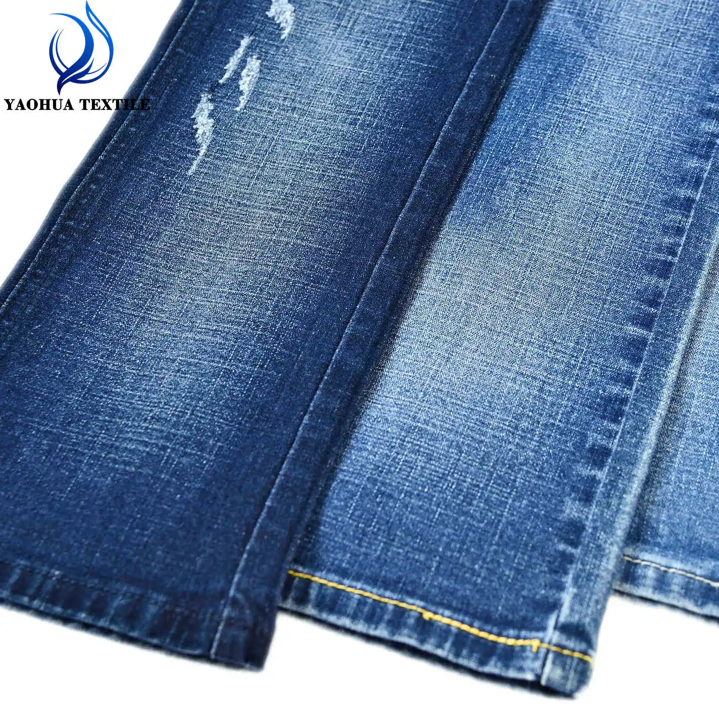 Factory direct sale viscose cotton polyester spandex crosshatch slub denim fabric for jeans