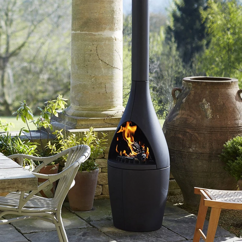 Backyard Corten Steel Wood Burning Metal Free Standing Fireplaces With Chimney