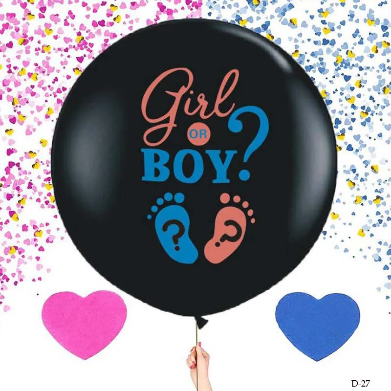 Factory custom wholesale 36 inch boy or girl he or she baby kids gender reveal blue confetti round latex balloon