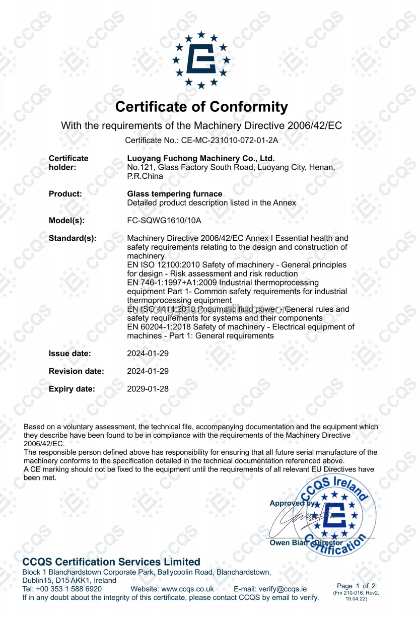 Fuchong FC-SQG Double curvature glass tempering furnace machine for sale