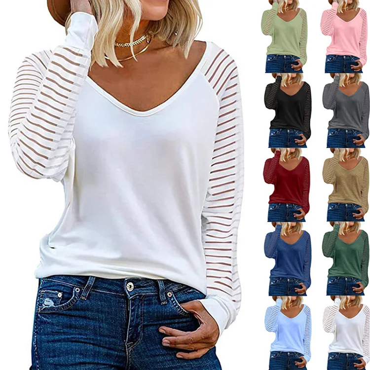 2024 Hot Sales Premium 100% Cotton Casual T Shirt Long Sleeve Round Neck Loose Dress T-Shirt For Women