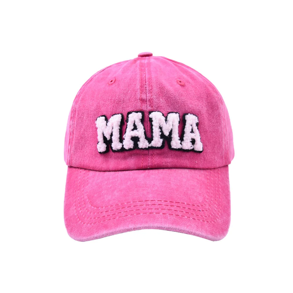 Hot Selling Customized Woven Patch Embroidered Mama Bear Washed Ponytail Baseball Hat
