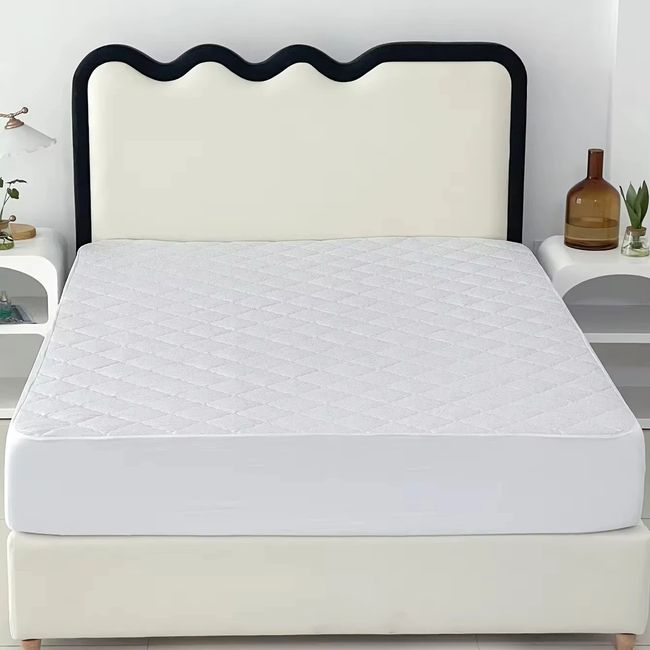 Оптовая продажа, водонепроницаемый наматрасник, стеганая мягкая и дышащая наматрасница из микрофибры, простыня