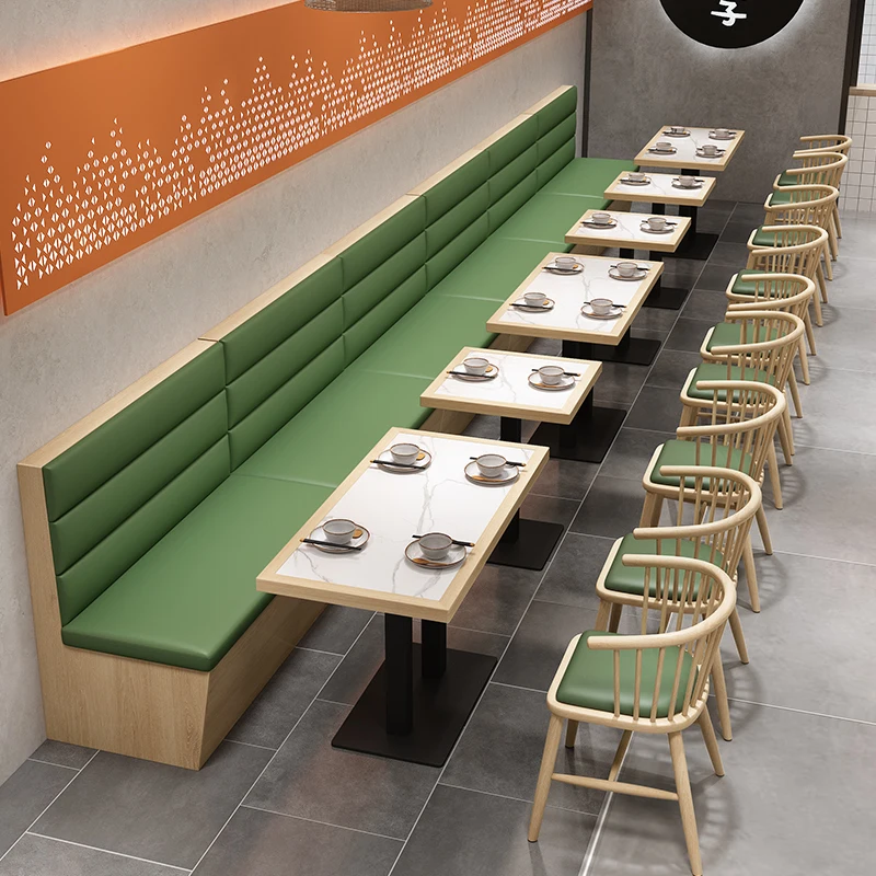Custom Nordic Luxury Dining Set High Back Booth Seating Leather Half Round Wooden Sofa for Restaurant