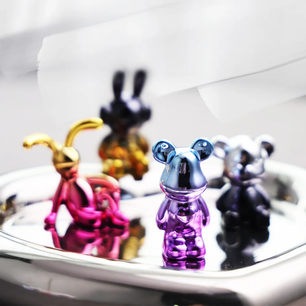 Colorful Artistic Bear and Rabbit Figurine Cartoon Interior Kits for Living Room and Desktop Placement Ornament for Car