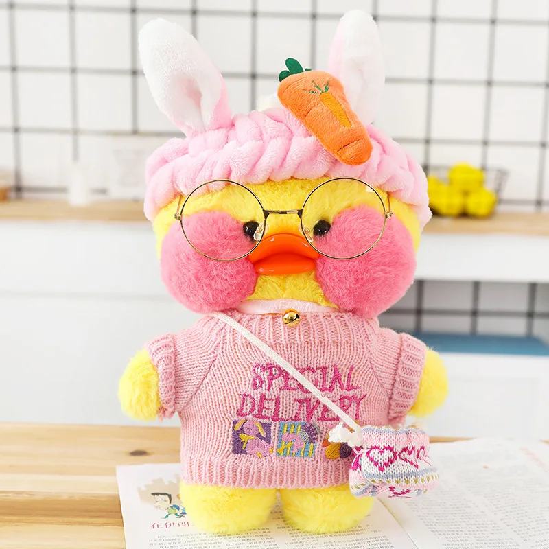 30cm Amazon Hot Selling Stuffed Toy Duck Lovely Duck Plush Toy with Hair Band for Baby