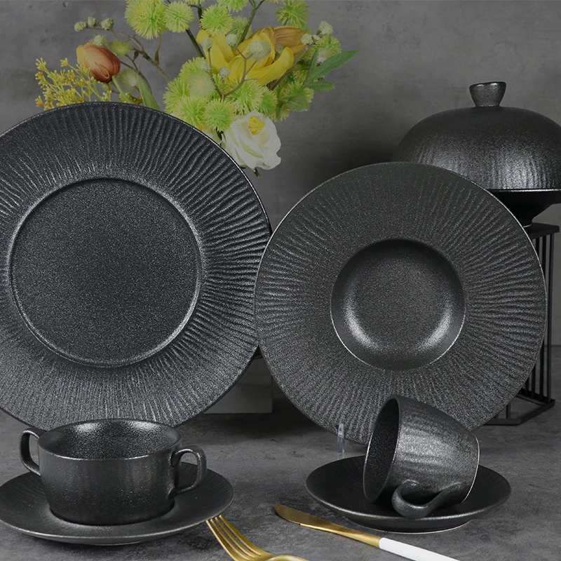 Ceramic Soup Bowl With Plate 12 OZ Corn Chowder Bowls With Handles For Restaurant Hotel