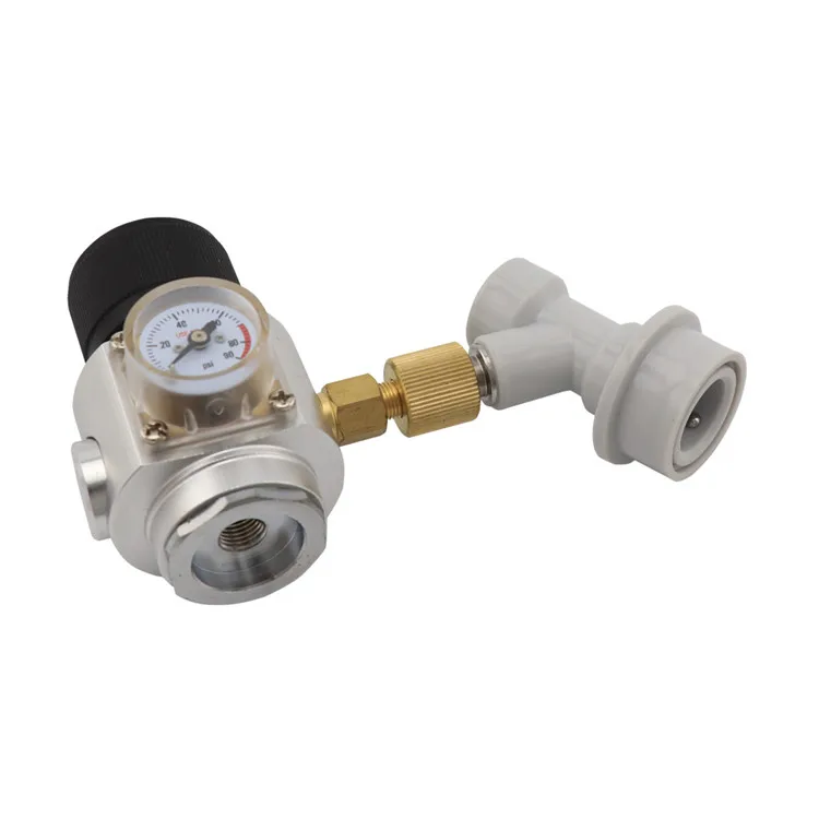 Portable Heavy Duty Mini Co2 Gas Regulator With Corny Keg Gas Ball Lock Disconnect for 16g Cylinder Regulator Homebrew Mini Keg