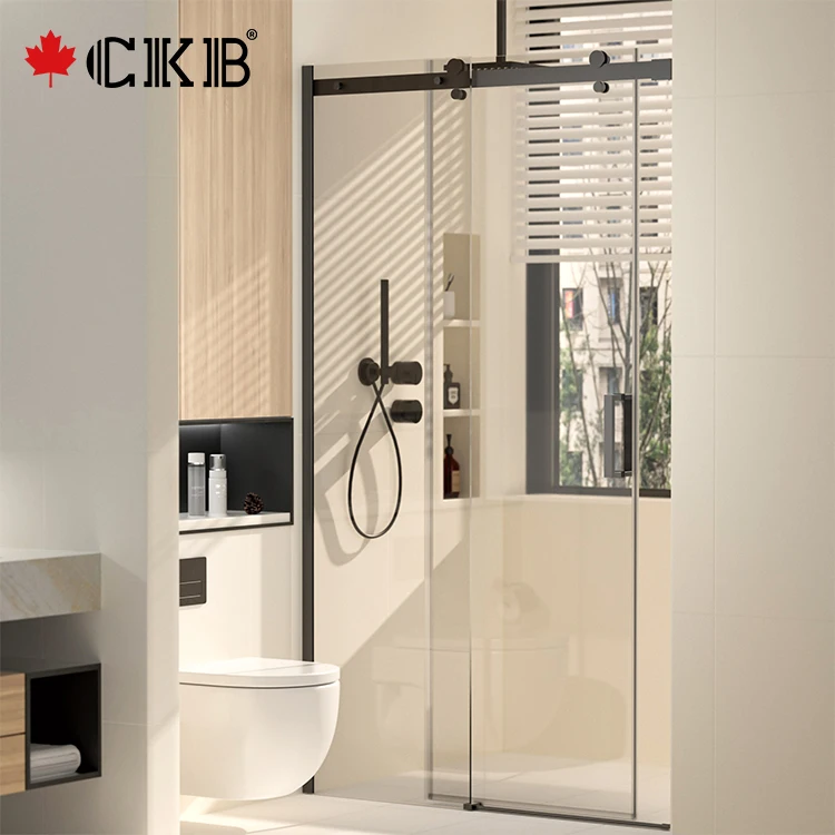 CKB 8mm 10mm Tempered Glass Chrome Matt Black Bathroom Aluminum Sliding Frameless Shower Door