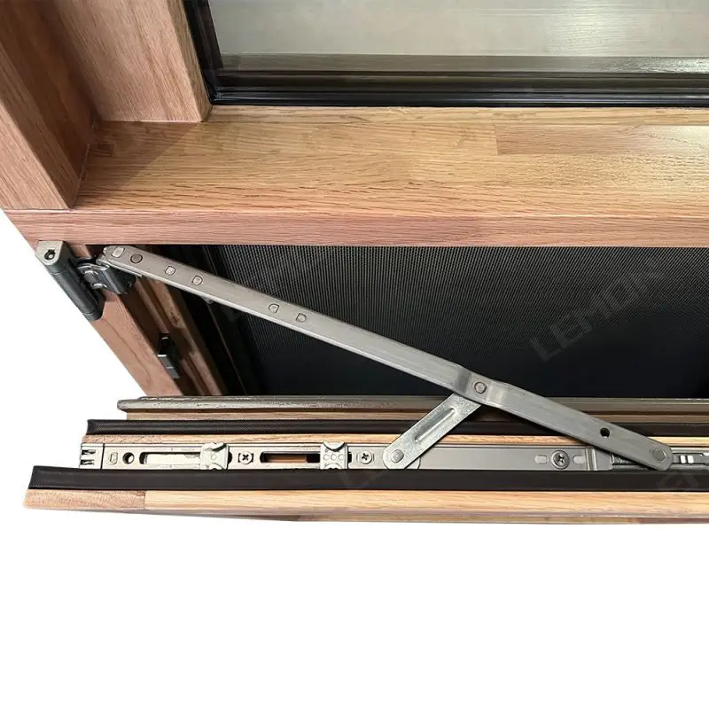 Wooden Window Passive House Thermal Insulation Tempered Tint Glass Oak Solid Wooden Tilt And Turn Casement Windows