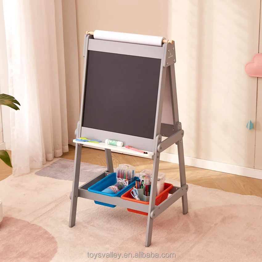 Wooden Art Easel Kids Easel with Chalkboard wood Easel for children