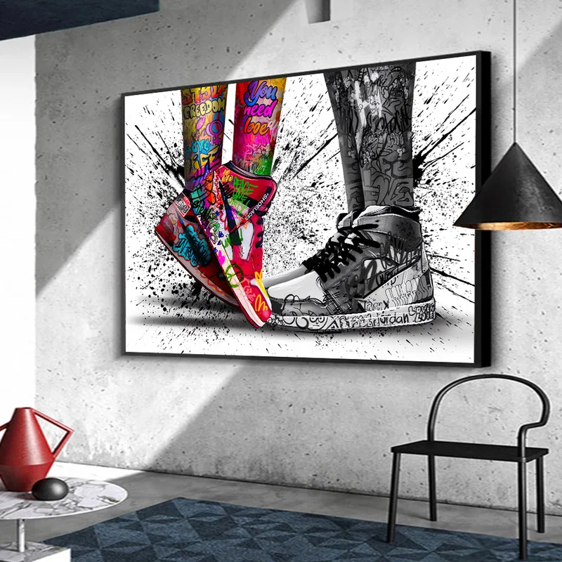 Абстрактные кроссовки картина модная спортивная обувь WallColor граффити Плакаты Стена Поп Арт холст