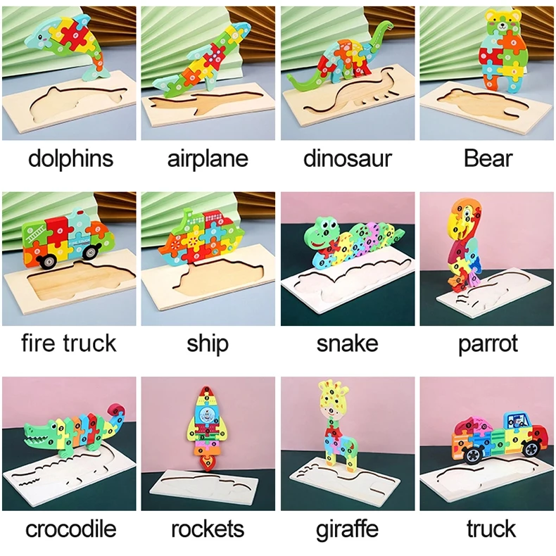 hot sale wooden 3d puzzle game toys early educational montessori wooden puzzle toys For Kids children Toddler Boys & Girls