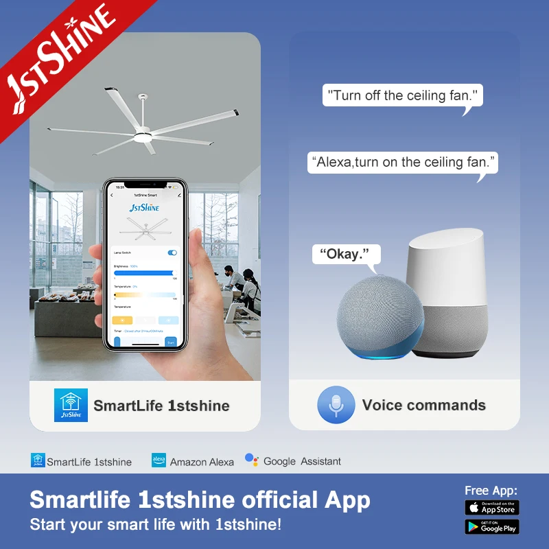 1stshine 100 inch big ceiling fan metal aluminum blade industrial ceiling fan with light