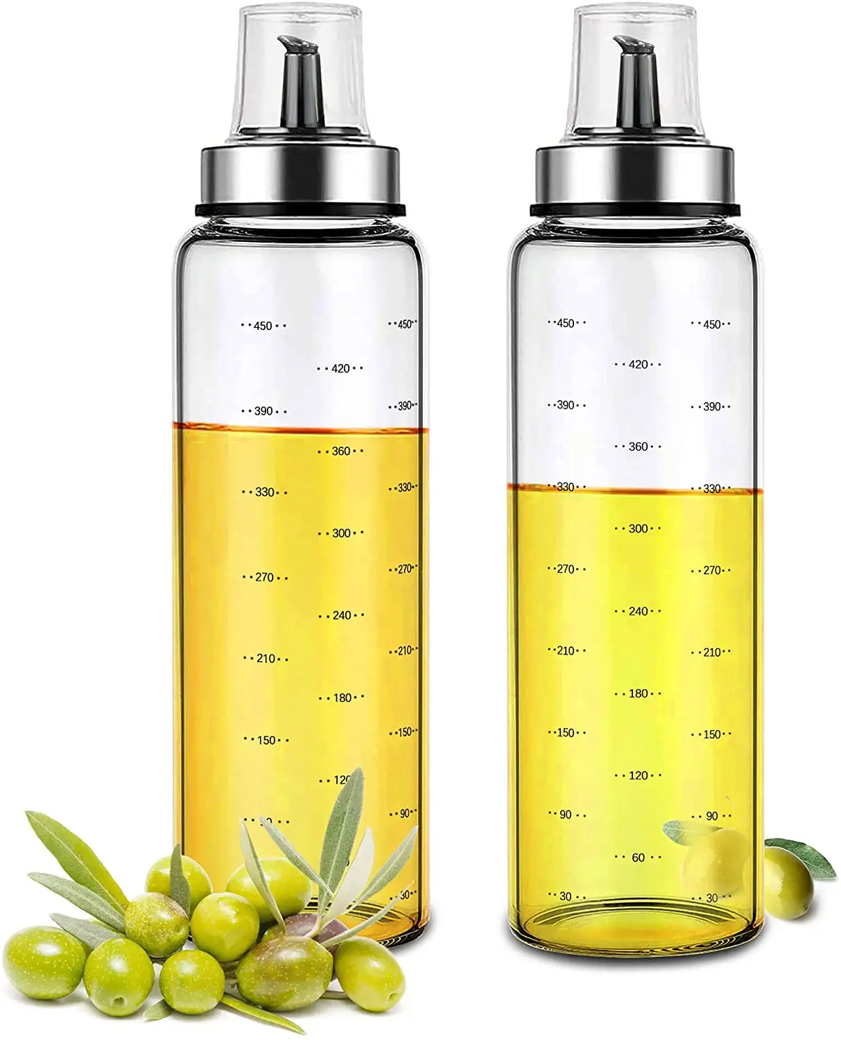 17oz Olive Oil and Vinegar Dispenser No-Drip Glass Olive Oil Bottle Easy Refill and Clean for Kitchen Cooking and Grilling Oil B