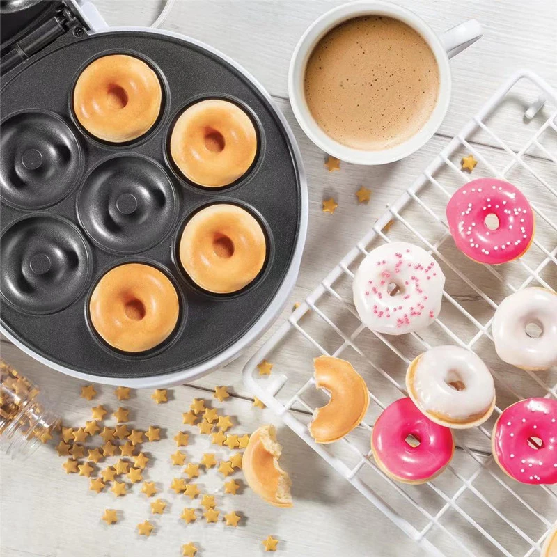 Mini Donut Maker Machine 7 holes Small Doughnuts portable Electric donut maker pan  high quality Cake Machine 16 holes