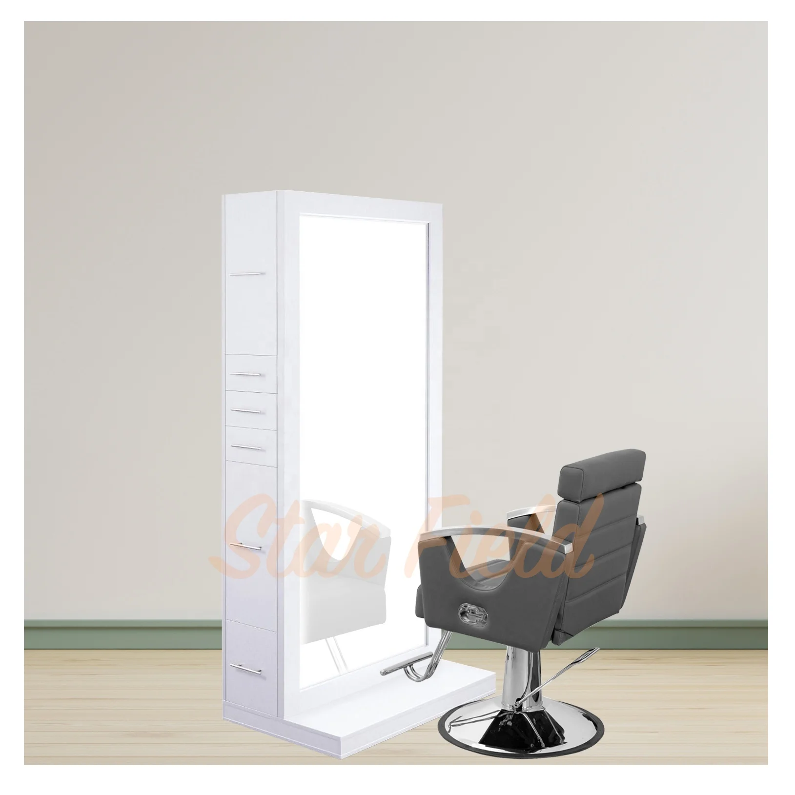 Hot Sale Barber Beauty Salon Shop Double Sided Big Size Mirror Station Hairdressing Salon Styling Stations