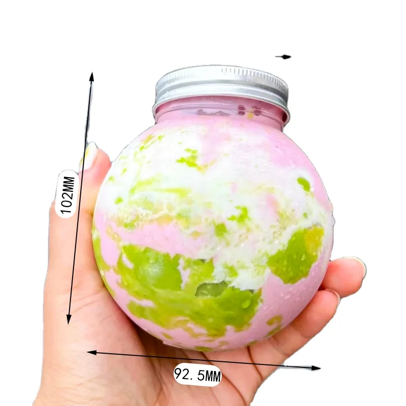 Wholesale 500ml juice bottle pet clear plastic bottle 53mm mouth round ball bottle with juice aluminum cap manufacturer